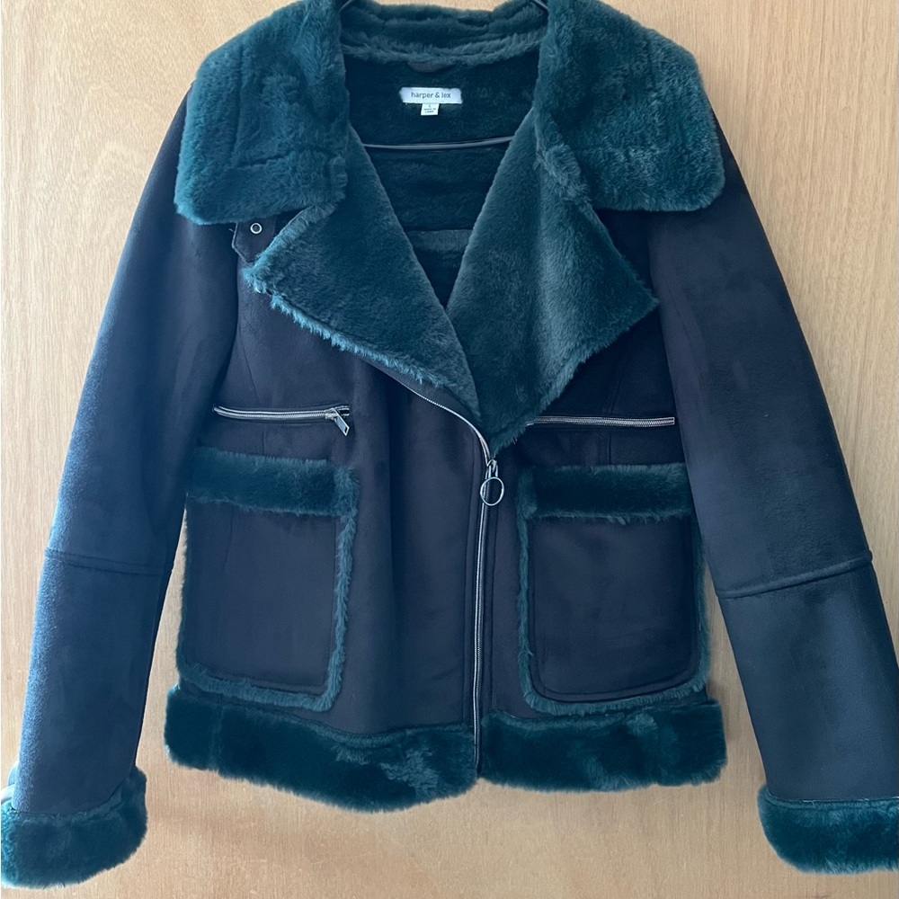 Harper & Lex Faux Suede Faux fur coat size L (fits like M)